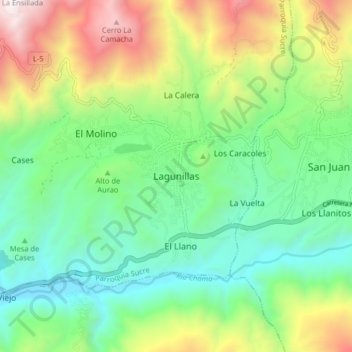 Carte topographique Lagunillas, altitude, relief