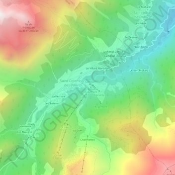 Carte topographique Nanchenu, altitude, relief