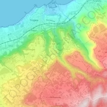 Carte topographique Gasponi, altitude, relief