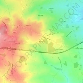 Carte topographique Dreuille, altitude, relief