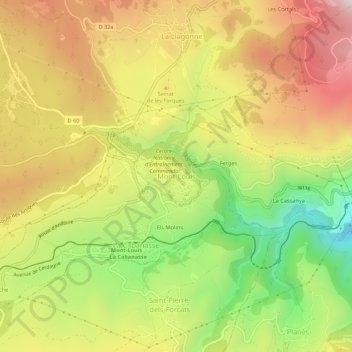 Carte topographique Mont-Louis, altitude, relief