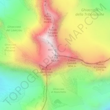 Carte topographique Il Roc, altitude, relief