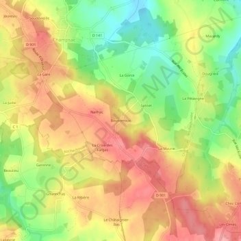 Carte topographique Bousseroux, altitude, relief
