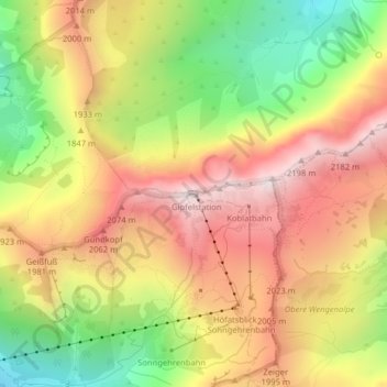 Carte topographique Nebelhorn, altitude, relief