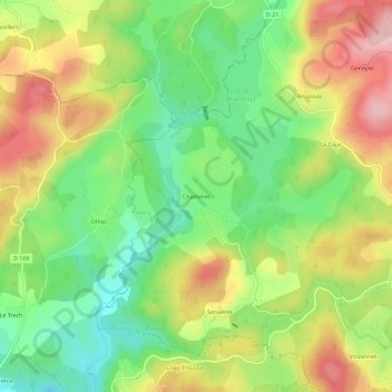 Carte topographique Chammet, altitude, relief