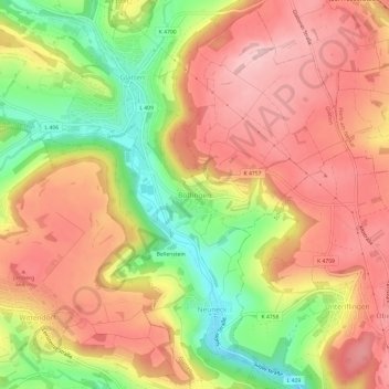 Carte topographique Böffingen, altitude, relief