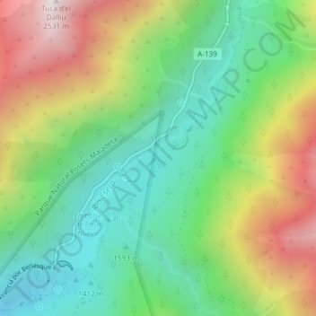 Carte topographique Plan de Senarta, altitude, relief