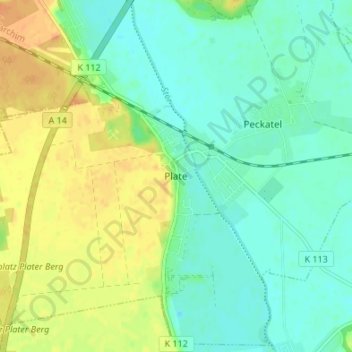 Carte topographique Plate, altitude, relief