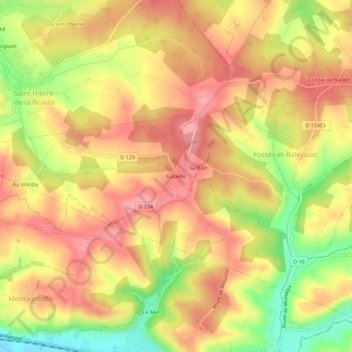 Carte topographique Gazeille, altitude, relief