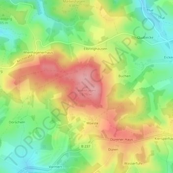 Carte topographique Wienhagen, altitude, relief