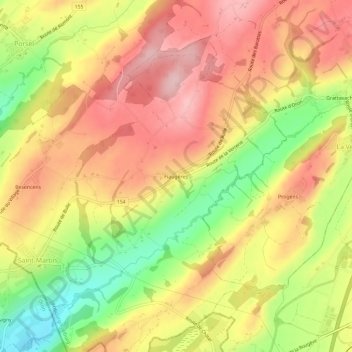 Carte topographique Fiaugères, altitude, relief