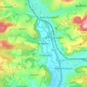 Carte topographique Finkenau, altitude, relief