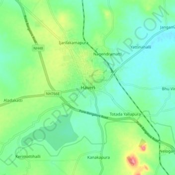 Carte topographique Haveri, altitude, relief