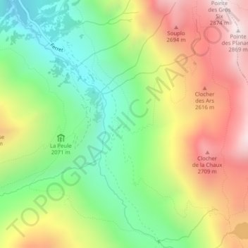 Carte topographique Les Ars Dessus, altitude, relief