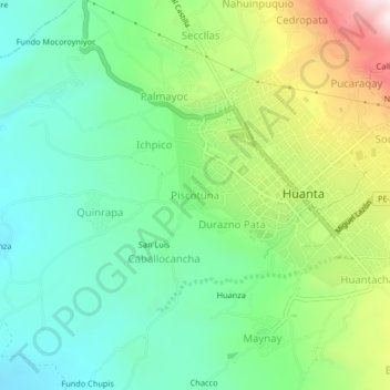 Carte topographique Piscotuna, altitude, relief