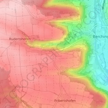 Carte topographique Wirbertshofen, altitude, relief
