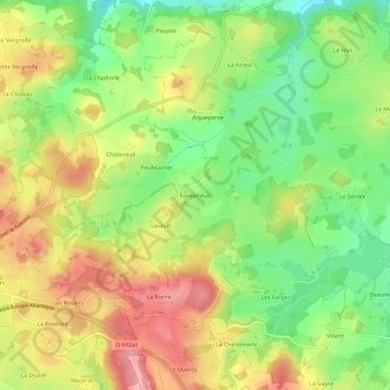 Carte topographique Fongeneuil, altitude, relief