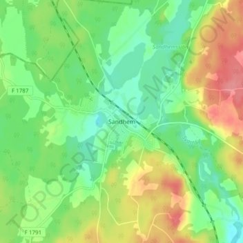 Carte topographique Sandhem, altitude, relief