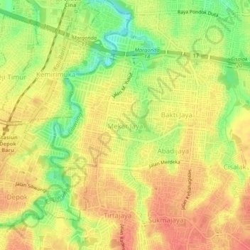 Carte topographique Mekar Jaya, altitude, relief