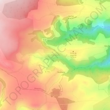 Carte topographique Vins-Haut, altitude, relief