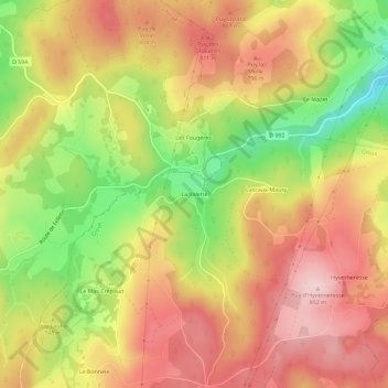 Carte topographique La Valette, altitude, relief