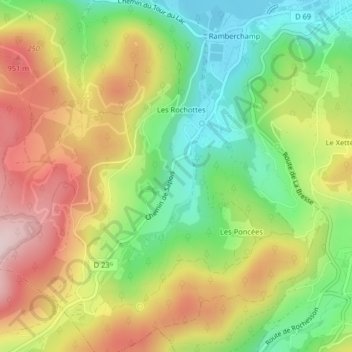 Carte topographique La Beuchotte, altitude, relief