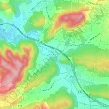 Carte topographique Pont de Bayeux, altitude, relief