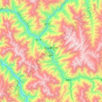 Carte topographique Baiyu, altitude, relief
