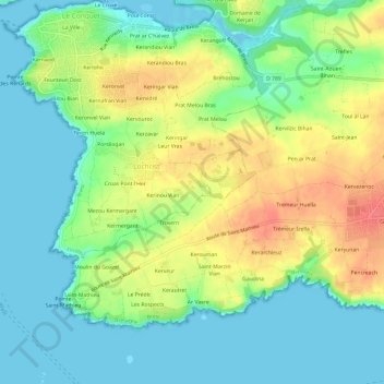Carte topographique Kerinou, altitude, relief