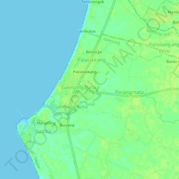 Carte topographique Jempang, altitude, relief