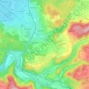 Carte topographique Gotzenwil, altitude, relief