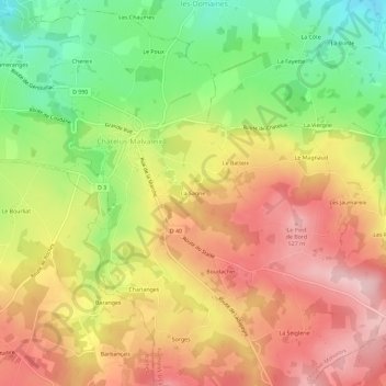 Carte topographique La Sagne, altitude, relief