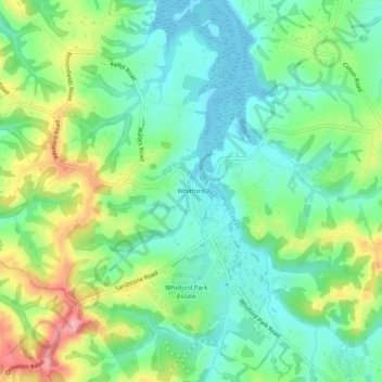 Carte topographique Whitford, altitude, relief