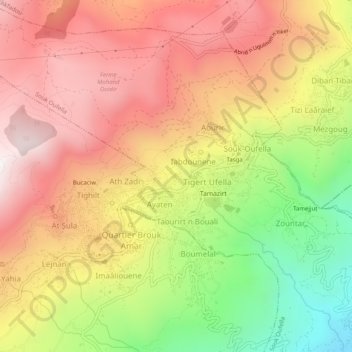 Carte topographique Badjou, altitude, relief