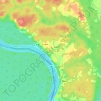 Carte topographique San Sebastian, altitude, relief