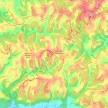 Carte topographique Beaumanoir, altitude, relief
