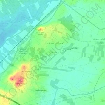 Carte topographique el Roser, altitude, relief