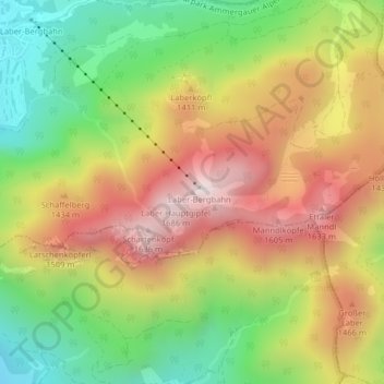 Carte topographique Laber, altitude, relief