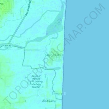 Carte topographique Chandirapadi, altitude, relief