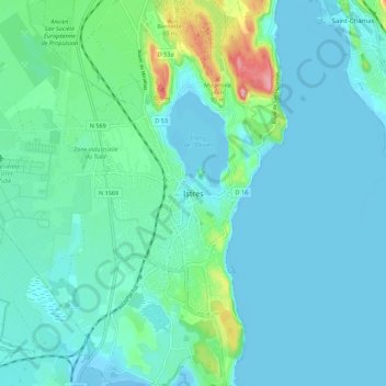 Carte topographique Istres, altitude, relief