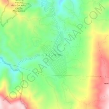 Carte topographique El Queremal, altitude, relief