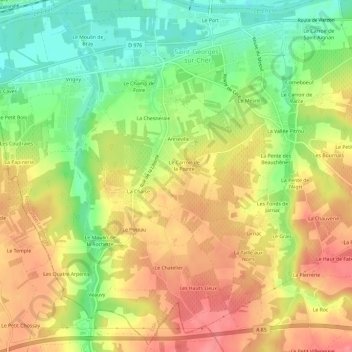 Carte topographique La Poterie, altitude, relief