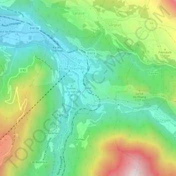 Carte topographique Rufat, altitude, relief