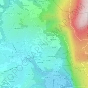 Carte topographique Les Giffards, altitude, relief
