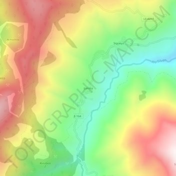 Carte topographique Lomba, altitude, relief