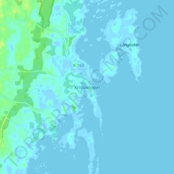 Carte topographique Kristianopel, altitude, relief