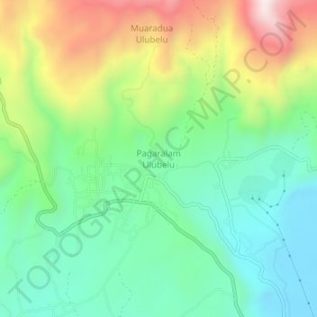 Carte topographique Pagaralam Ulubelu, altitude, relief