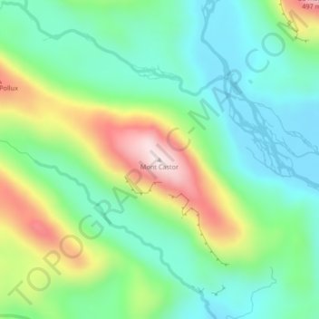 Carte topographique Mont Castor, altitude, relief