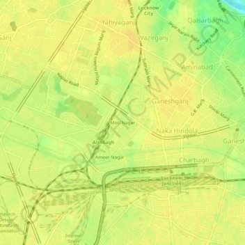 Carte topographique Moti Nagar, altitude, relief