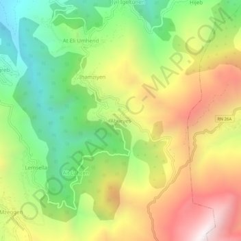 Carte topographique Abourghès, altitude, relief